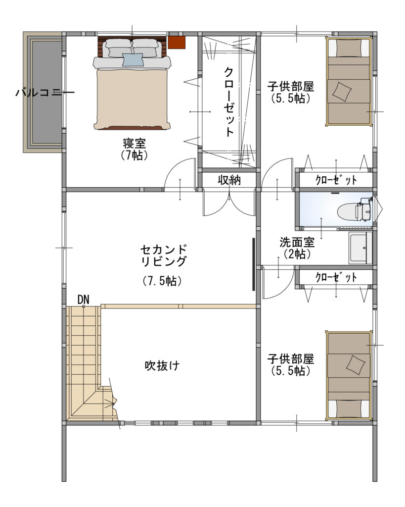 平面図-1階と2階